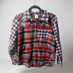 Blair Plaid Flannel Shirt Snowflake Long Sleeve Button Up Women's Size L